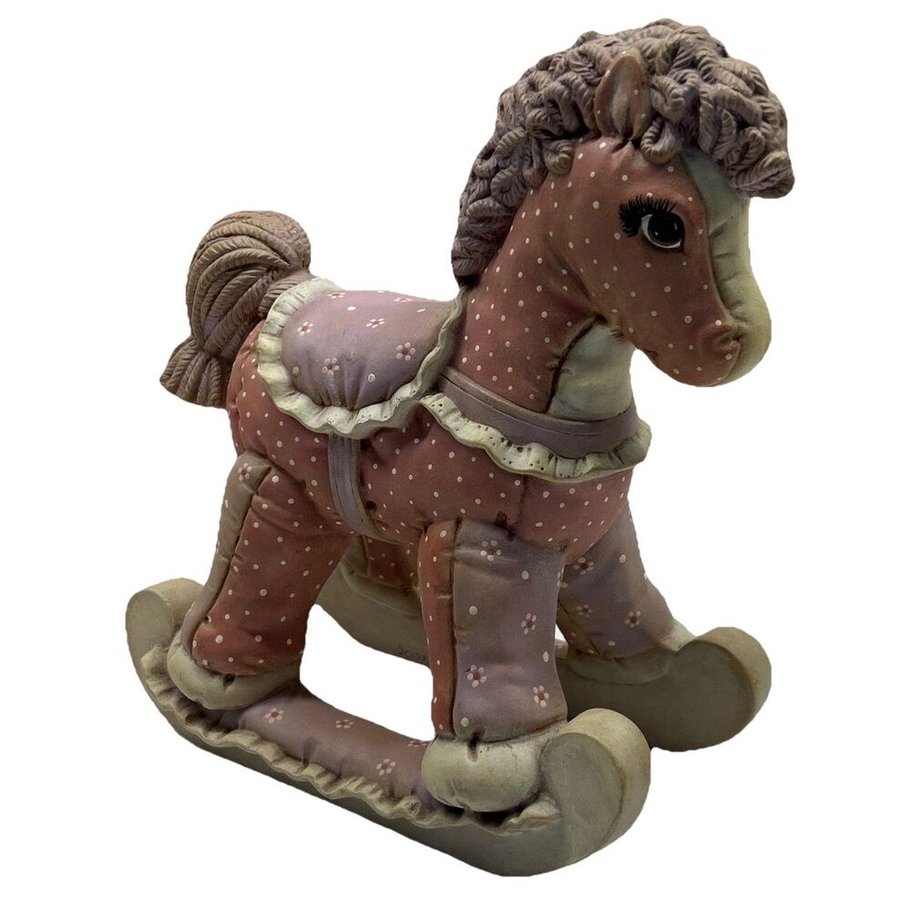 Vintage Ceramic Quilted Rocking Horse - Signed Scioto 1986‎